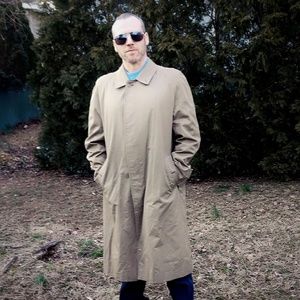 Vintage Burberry Men's Khaki Green Trench Coat